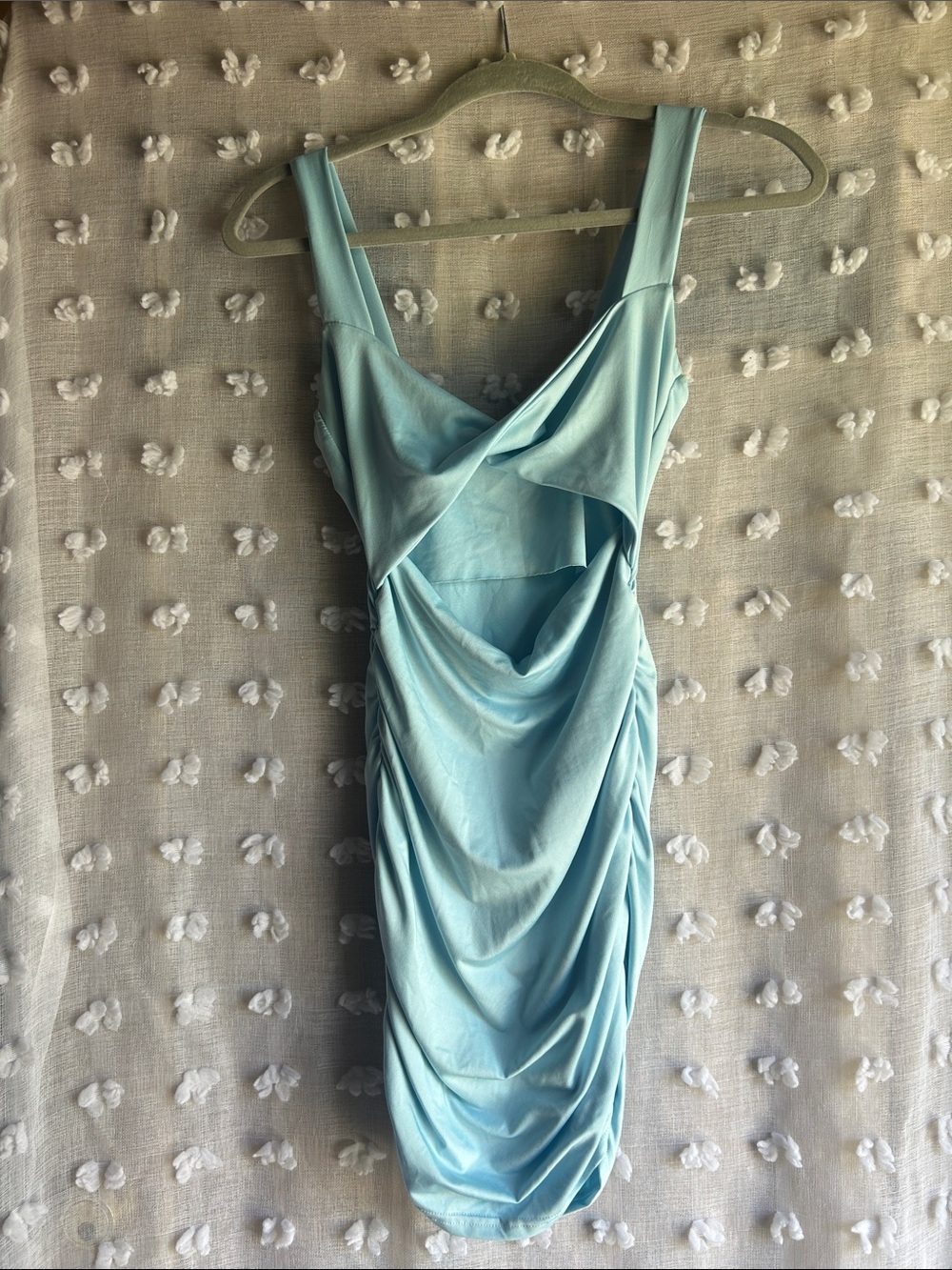 SHEIN Light Blue Ruched Cutout Bodycon Dress